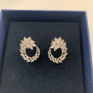 Swarovski Elegant Silver Leaf Earrings